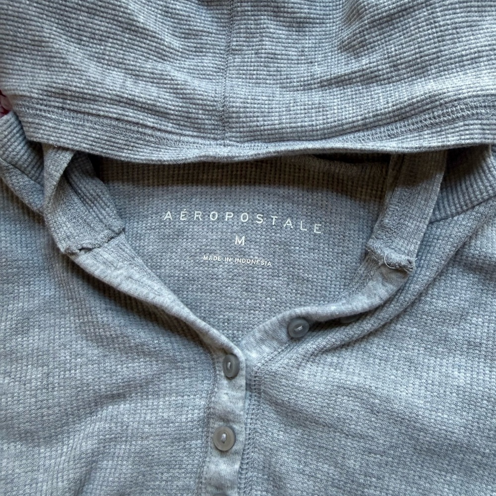 Aeropostale Heather Gray Henley Hoodie